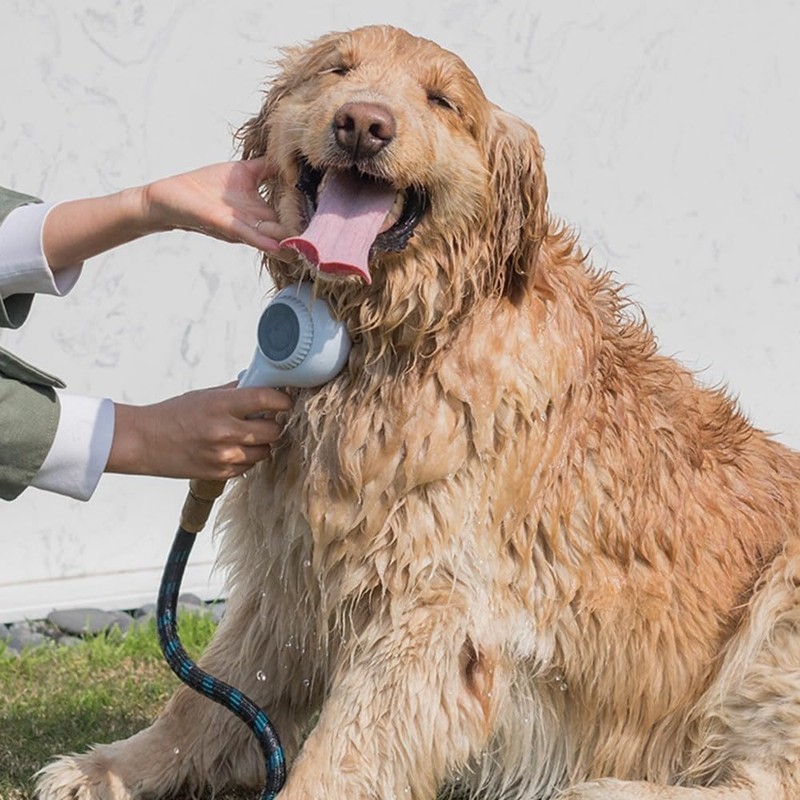 Dog Shower Attachment, Dog Bath Brush Sprayer with Soft Brush