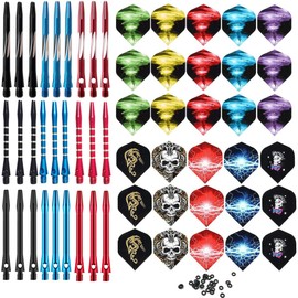 BIPY 87/Pack Dart Stems and Flights Set in 2BA Thread Throw Fitting with O-Ring Medium Aluminum Shafts Dart Professional Dart Accessories Kit for Indoor Dart Games