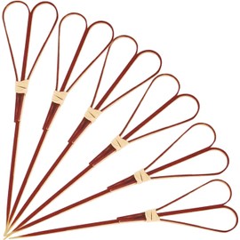 100 Pcs Bamboo Cocktail Picks, Skewers for Appetizers, Charcuterie Accessories, Heart Shaped Bamboo Sticks, Toothpicks for Appetizers Picks, Long Cocktail Toothpicks - Red, 6 Inch