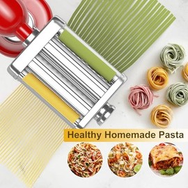 3IN1 Pasta Maker Attachment for All KitchenAid Mixers, Pasta Attachment Includes Pasta Sheet Roller, Spaghetti Cutter & Fettuccine Cutter, with Cleaning Brush