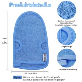 LETAO® Bamboo fibre exfoliating gloves, exfoliating gloves, hamam gloves for body scrub and exfoliation