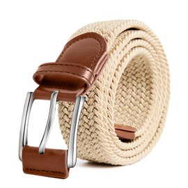 Sowyrafin Men's Belt Elastic Braided Belt Casual Solid Color Stretch Woven Belt for Men