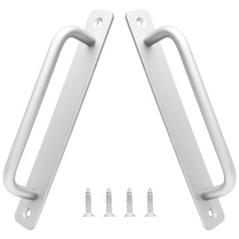 Piutouyar 2 Pack Aluminum Alloy Sliding Barn Door Handle, 160mm / 6.3 Inch Hole Center Gate Door Handle, Closet Door Pulls with Plate for Kitchen, Cabinet, Bathroom, Closet, 7.1 Inch Long（Silver）