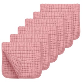 Looxii Muslin Burp Cloths Baby Girl 6 Pack - 20" x 10" - Ultra Soft & Absorbent, 6-Layer 100% Cotton for Spit Up & Drool- Gentle Burping Cloth, Baby Girl Newborn Essentials Shower Gifts, Bean Paste