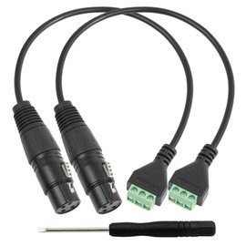 Jienk 2Pcs 13Inch XLR3 Cable XLR There Pin Female to 3Pin Terminal Adapter Extension Cable with Screwdriver for Speakers, Microphone, Sound, Stage Lighting Equipment, Live Performance & Recording