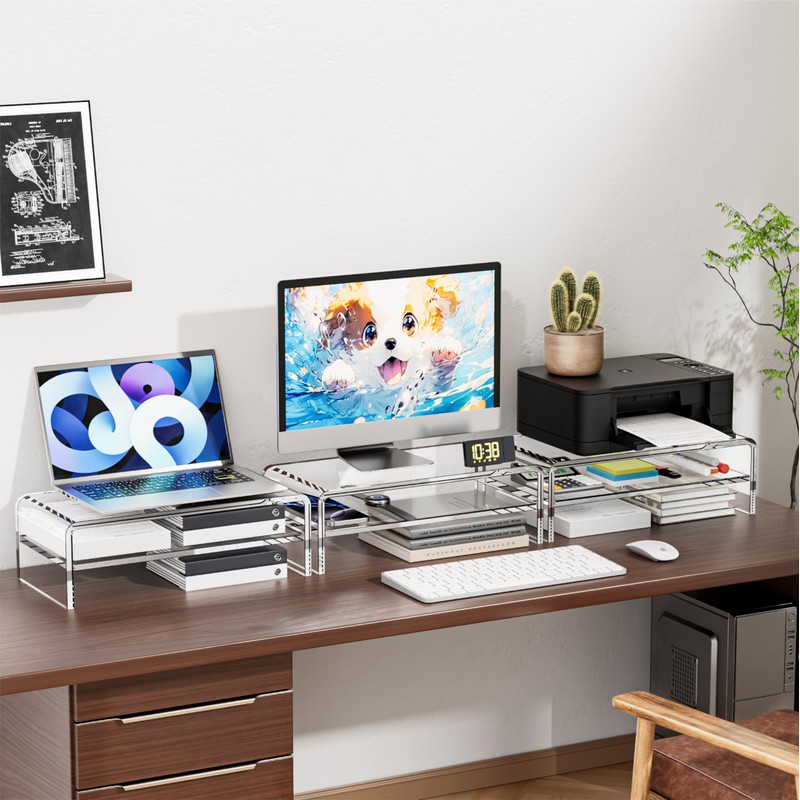 Egchi Clear Acrylic Monitor Stand Riser 2 Tier, 5.12 Inches