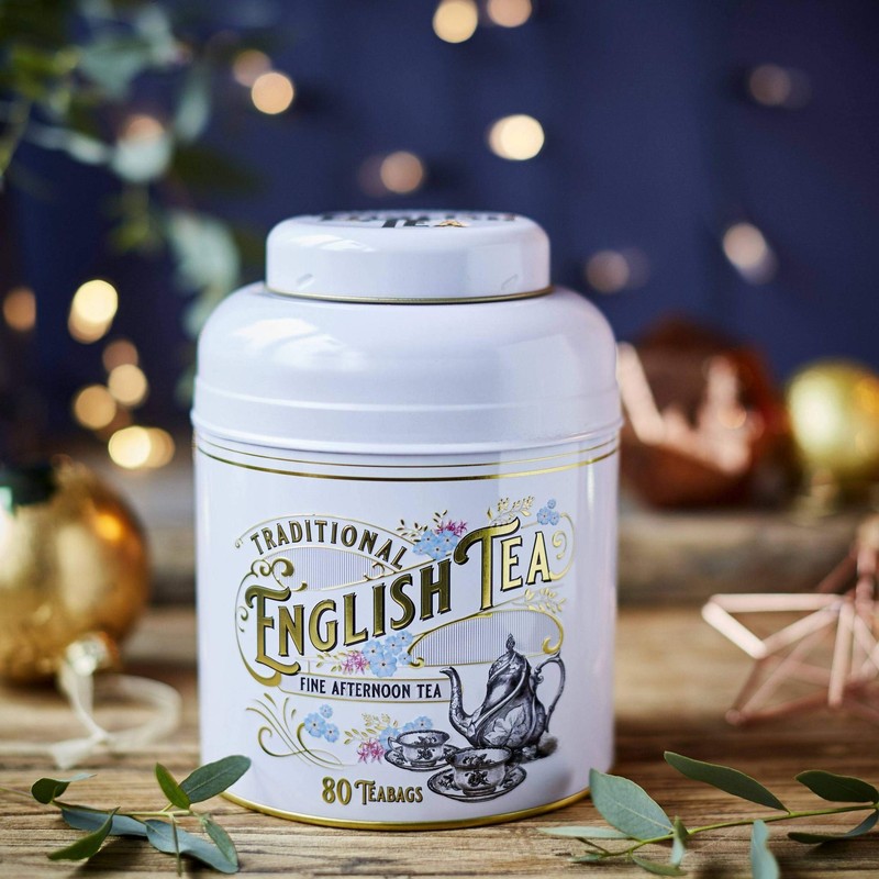 Vintage Victorian Tin with 80 English Afternoon Tea Teabags