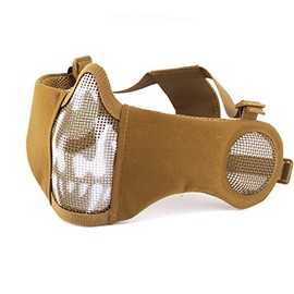 HANSTRONG GEAR Tactical Airsoft Metal Mesh Breathable Protective Half Face Mask With Ear Cover DE Skull