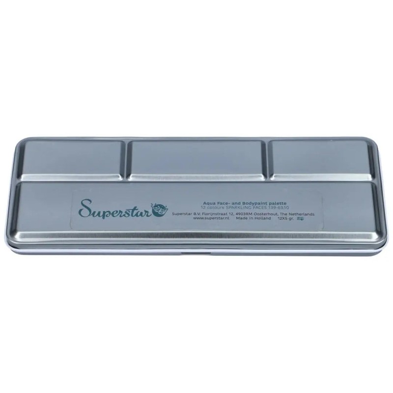 Superstar Aqua Face &amp; Body Paint 12 Color Palette Sparkling