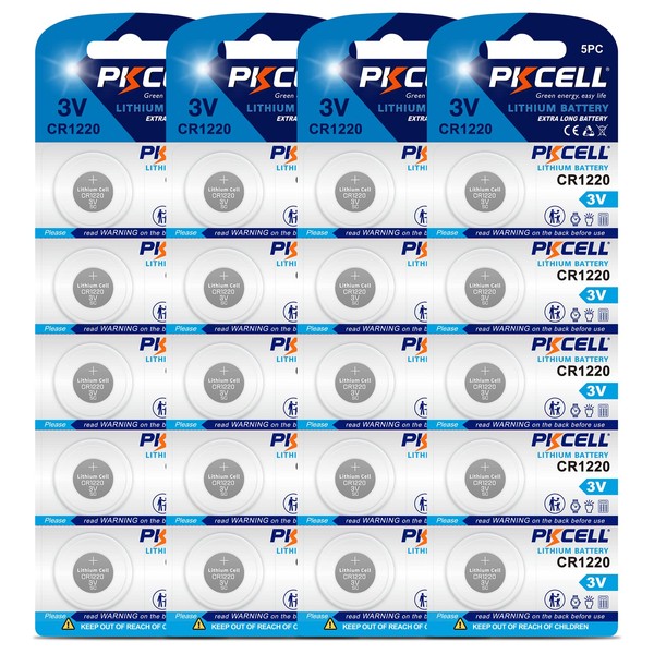 PKCELL CR1220 3V Lithium Coin Cell Watch Batteries for Thermometer 20-Pack