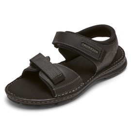 Rockport Men's Darwyn Quarter Strap Sandal, Black LEA II, 9
