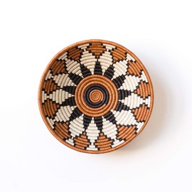 16" X-Large African Basket- Bungoma/Rwanda Basket/Woven Bowl/Sisal & Sweetgrass Basket/Burnt Sienna, Black, White