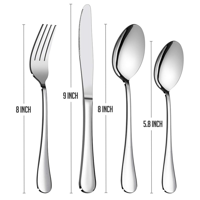 OVENTE 24-Piece Silverware Set Service for 6, Durable Stainless Steel