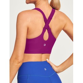 IUGA Bikini Tops for Women Adjustable Cross Back Swim Top Quick Dry Bathing Suit Tops High Neck Swim Bra UPF 50+ Fuchsia