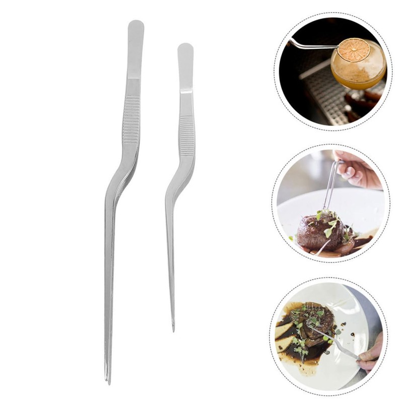 BIUDECO 2pcs Stainless Tweezers for Cooking Fish Bone Removers Western