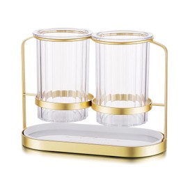 Kivsty Utensils Silverware Holder with Metal Bracket, Cutlery Caddy, Flatware Spoon Fork Knife Tabletop Organizer for Party Kitchen Dining Room - Gold