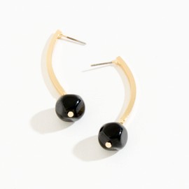 Howard's Rowan Accent Bead Gold Bar Drop Earrings for Women (Black)
