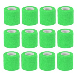 PATIKIL 2" x 177" Self Adhesive Bandage Wrap, 12 Pcs Elastic Self Breathable Self Adherent Wrap Tape for Stretch Athletic Sports Wrist Ankle Outdoor Tape, Bright Green