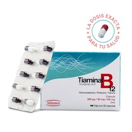 TIAMINAL B12 Trivalente A.P. Complejo B, 30 Cápsulas | Vitaminas B1, B6 y B12, Sistema Nervioso, Sin Gluten
