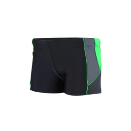 Aquarti Boys' Swimming Trunks with Side Inserts, Black/Graphite/Green
