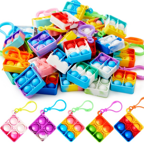 JOYIN JOYIN Square Pop Fidget Keychain 30 Pack Pop Fidget