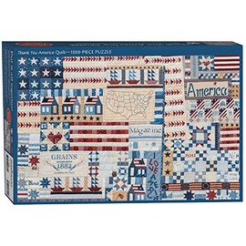 Thank You America Quilt Jigsaw Puzzle for Adults by Masako Wakayama: 1000 Pieces, Dimensions 28” x 20”