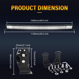 AUXTINGS 42 inch Curved LED Light Bar with Remote Controller Wiring Harness,540W Triple Row Spot Flood Beam,Strobe Flash Work Light Driving Lights,Waterproof Remote Controller On/Off Switch