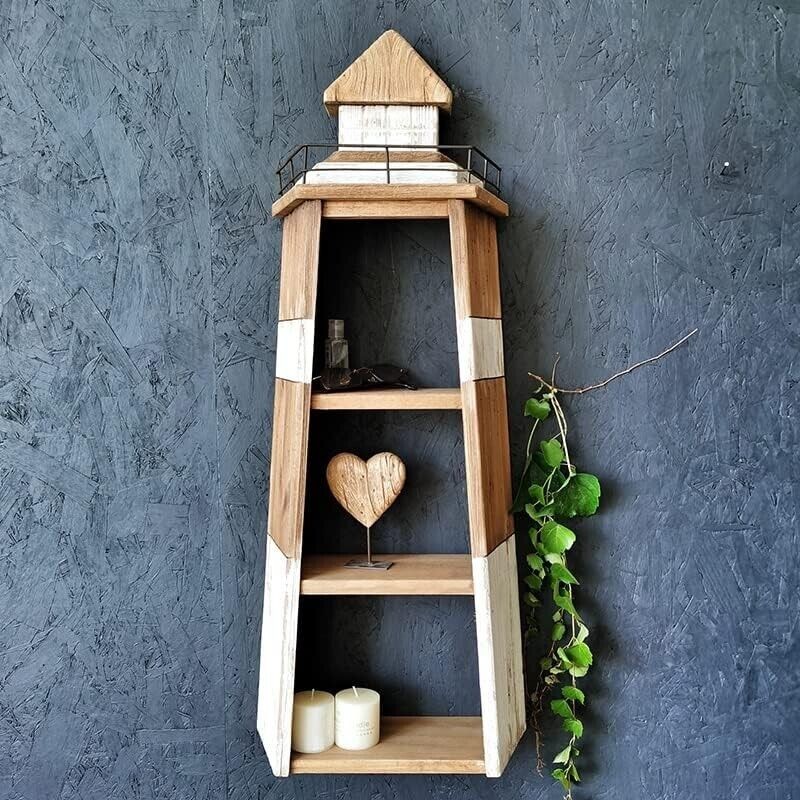 Aecipl Solid Wood Lighthouse Shelf Decorative Nautical Floating Shelves for
