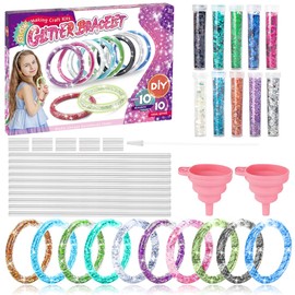 Craft Sets Gift Girls, Liquid Glitter Bracelets Making Kit, Glitter Bracelet Children's Crafts, Creative Craft Set for Girls 5 6 7 8 9 10 11 12 Years