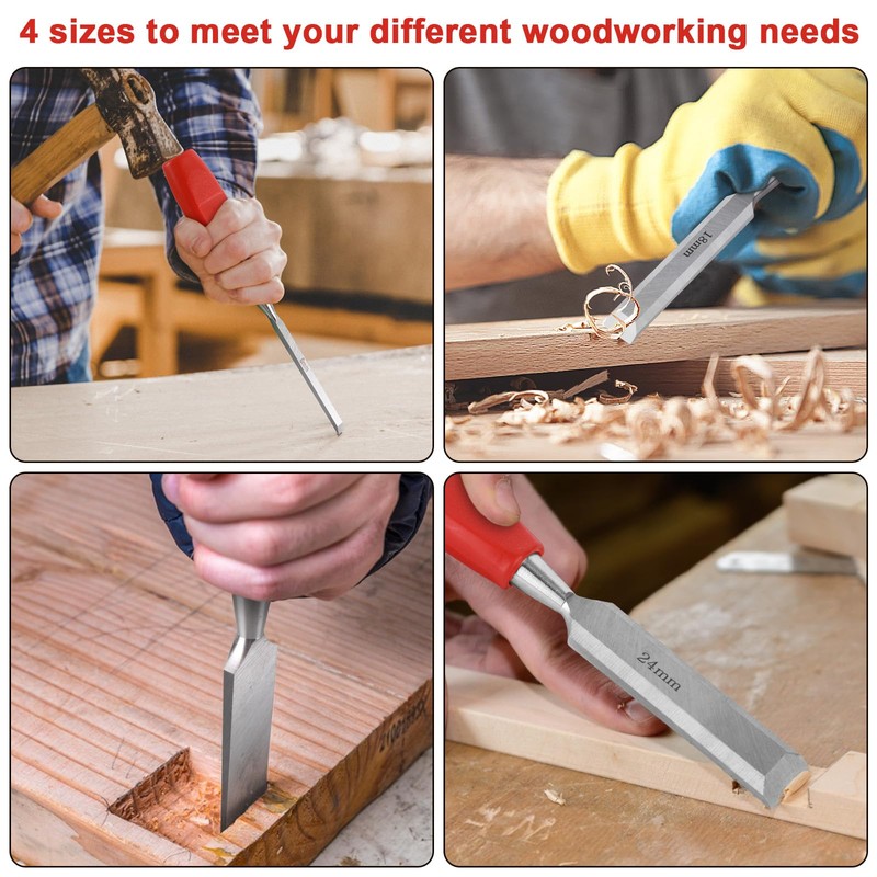 4 Pcs Chisel Set, Wood Chisel Sets for Carpenter Carving