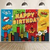 7x5ft Superhero Cityscape Backdrop Skyline Buildings Super City Boom Blue