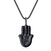 COAI Unisex long chain Hamsa hand pendant made of obsidian,