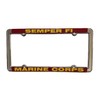 Semper Fi Marine Corps License Plate Frame, Chrome Metal, Red