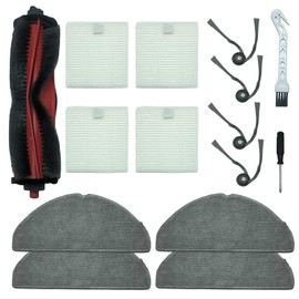 JOYIKEA Replacement Parts Kit for Roborock Q7 M5, Q7 M5+ Series Vacuum Robot Vacuum Accessories 1 Main Roller Brush, 4 Side Brushes, 4 Hepa Filters, 4 Mop Pads, 1 Screwdriver, 1 Clean Tool