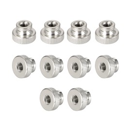 uxcell Knurled Thumb Nuts, 10Pcs M6x1mm Iron Round Knobs Fasteners for 3D Printer Parts, Silver Tone