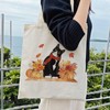 Dlzdn Fall Tuxedo Cat Pumpkin Canvas Tote Bag For Women
