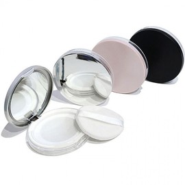 Neul-i-rang Mesh Cushion Empty Compact Case & Mesh Powder Dispensing Container for DIY Cosmetics DIY Glossy Silver 3ea