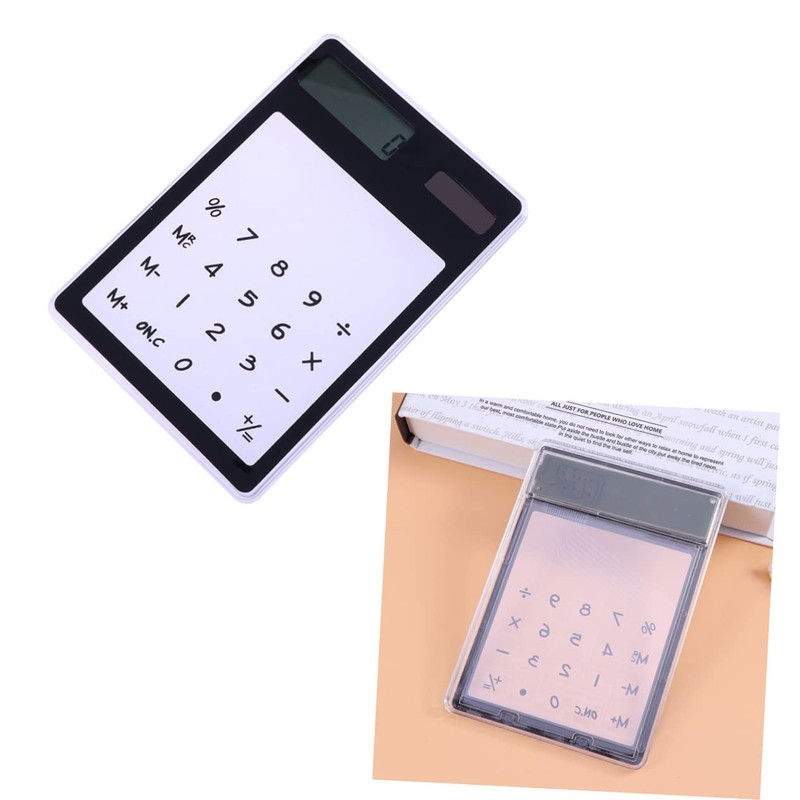 Operitacx Portable Transparent Touch Screen Calculator with Solar Power Compact