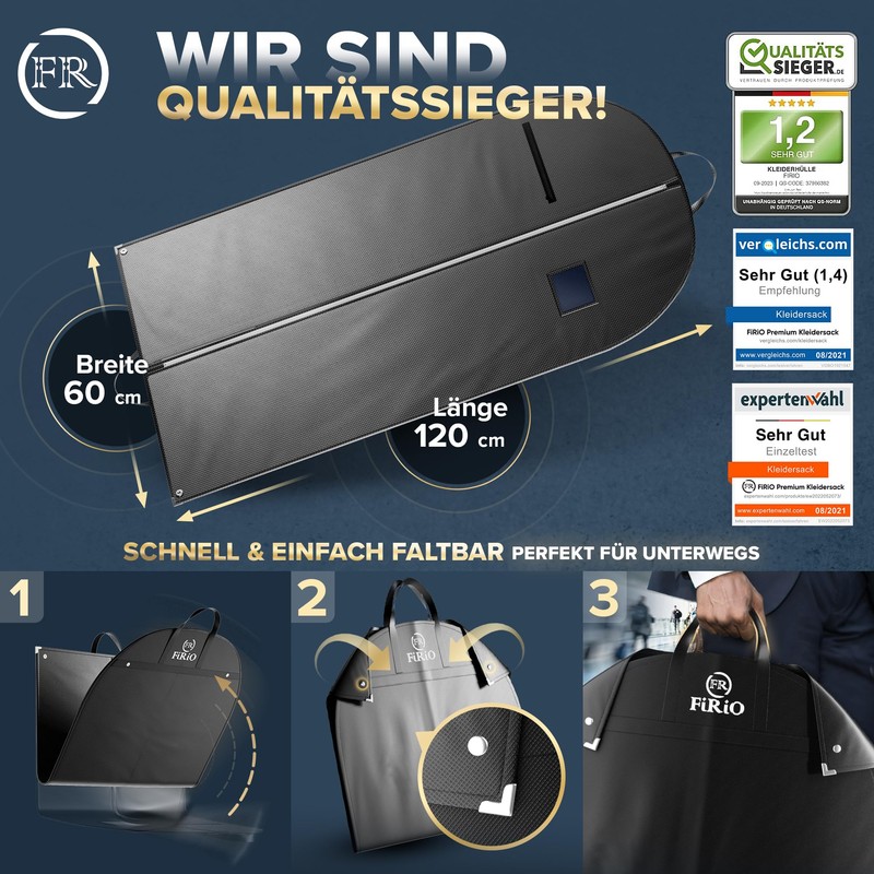 FiRiO® 8 x Sturdy Garment Covers - Premium Garment Bags