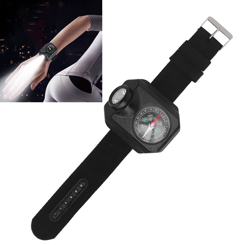 Wrist Flashlight Waterproof Rechargeable 5 Modes Watch Flashlight with Compass