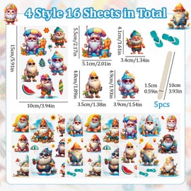 WANDIC Rub On Transfer Stickers, 16 Sheets Summer Theme Decals Beach Cacation Stickers Waterproof Decals for Photo Albums Greeting Cards