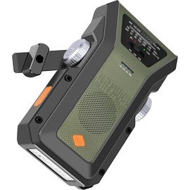 Emergency Weather Radio,Portable AM/FM/NOAA Weather Radio,4000mAh(14800mWh 1.5W LED Flashlight,USB Type-C/Solar/Hand Crank 3 Modes Charge,SOS Alarm (WB06 Green) springtok - Color: WB06 Gray