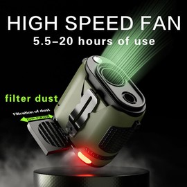 Portable Waist Fan 2025 Upgrade , Personal Fan Clip on with Rechargeable Battery operated, 24H Cooling,5 Speeds,16500RPM Hands-Free Belt Neck Fan for Outdoor Jobsite Gardening Camping Travel (Green)