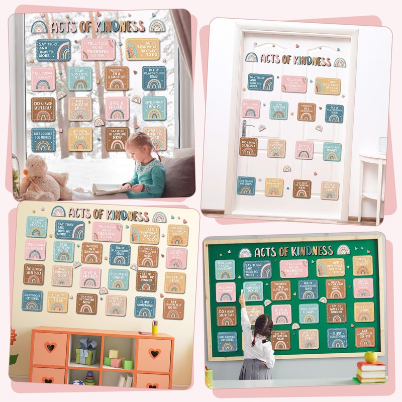 QOUBAI Random Acts of Kindness Classroom Bulletin Board Decorations Boho
