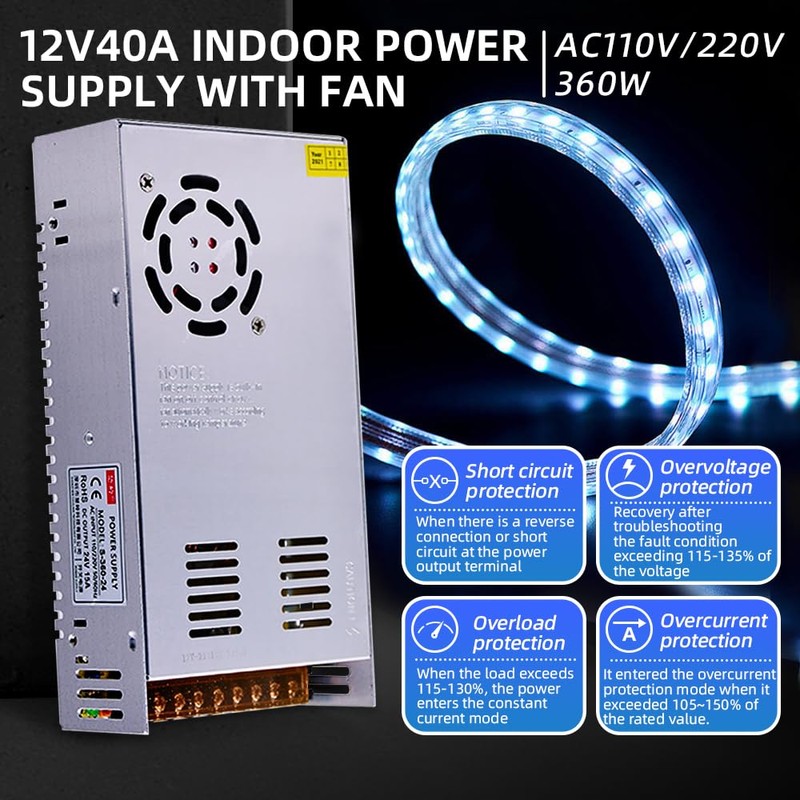Wazusogok 110v to 12v Converter Power Supply Ac to Dc,