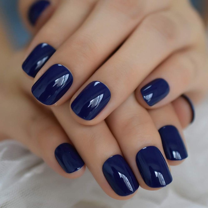 CoolNail Pure Solid Royal Blue False Nail 24pcs/kit Squoval Fake