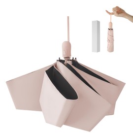 Mustarpicking UPF 50+ 100% UV Blocking Sun Umbrella, Compact Ultralight 220g, One-Touch Auto Open/Close, Wind & Water Resistant, Portable, Gift Box (30D-Pink)