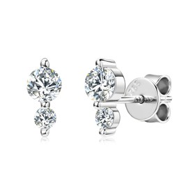 Moissanite Stud Earrings D Color VVS1 Clarity Brilliant Lab Created Diamond Earring 18K White Gold Plated 925 Sterling Silver Diamond Studs Jewelry Birthday Christmas Gifts for Women Girls, Sterling