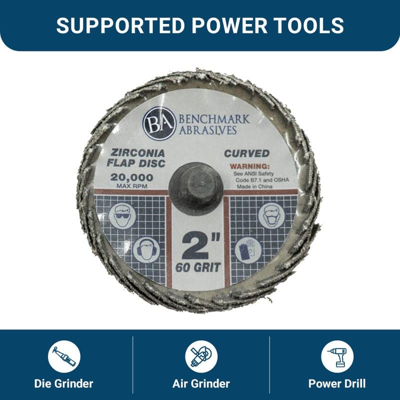 Benchmark Abrasives 2" Quick Change Zirconia Curved Flap Disc Grinding