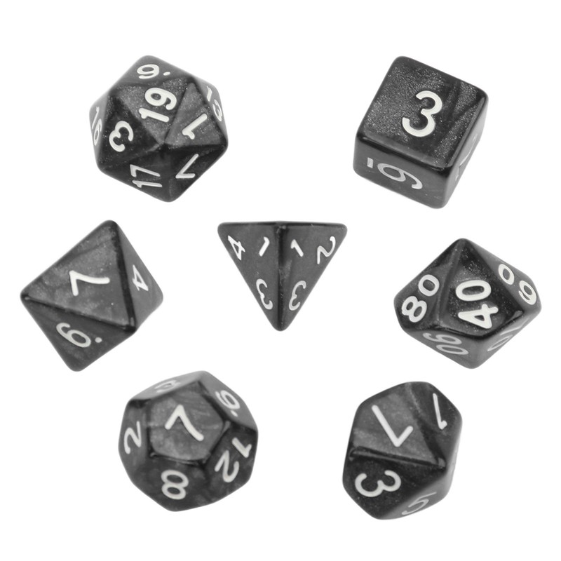 35Pcs Plastic Dice Kit Pearl Pattern White Numbers Polyhedral Dices
